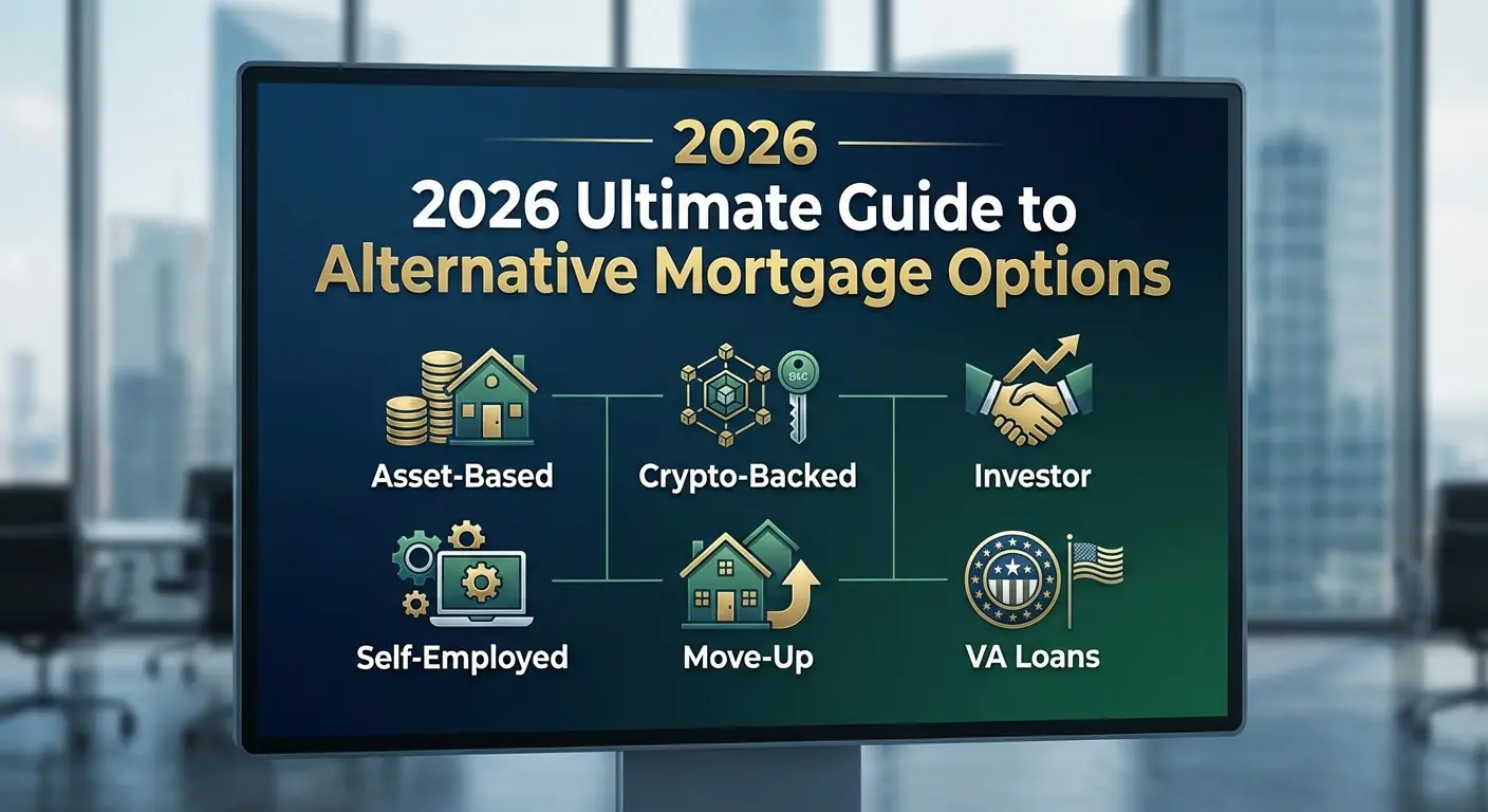 Various alternative mortgage options for 2026 including crypto, VA, and asset-based loans